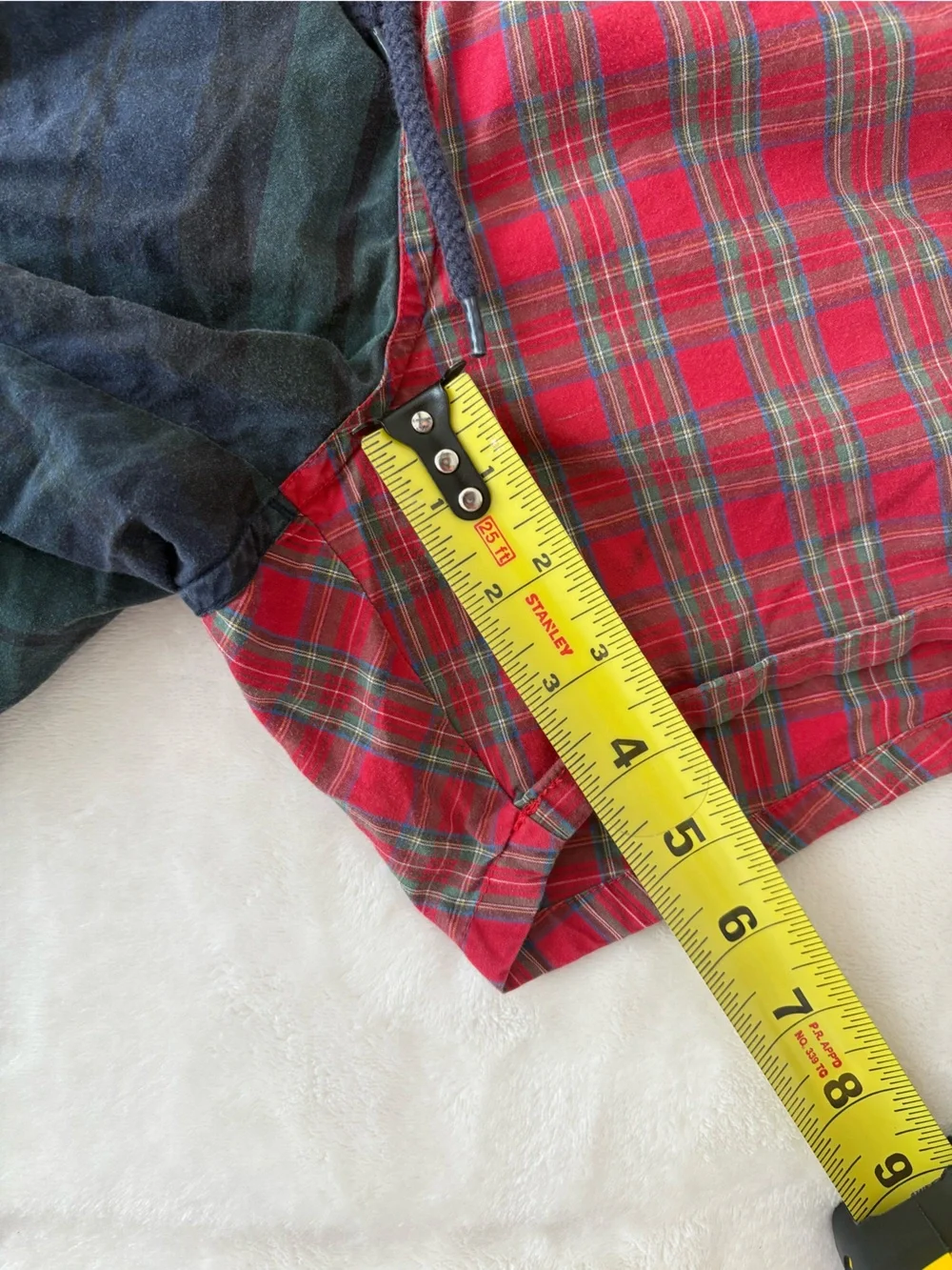 Tommy Hilfiger Vintage Split Plaid Drawstring Swim Shorts - Red & Green